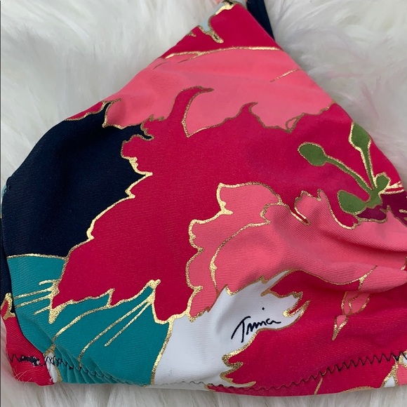 NWT Trina Turk royal botanical floral bikini TOP - Picture 3 of 10